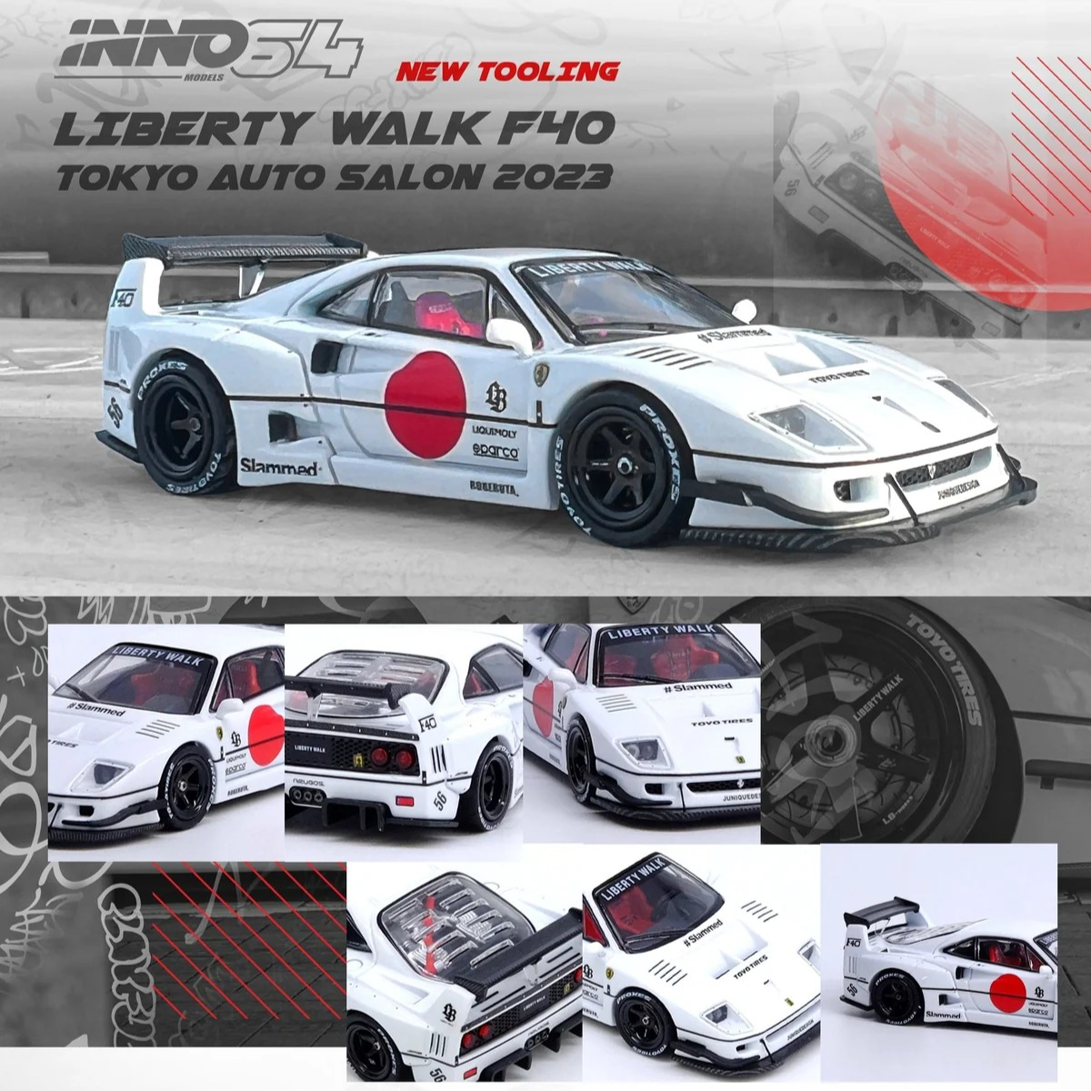 INNO64 1:64 scale LBWK Ferrari F40 Tokyo Auto Salon 2023 - white
